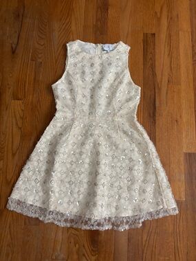 Ivory Sleeveless Sequin Midi Dress